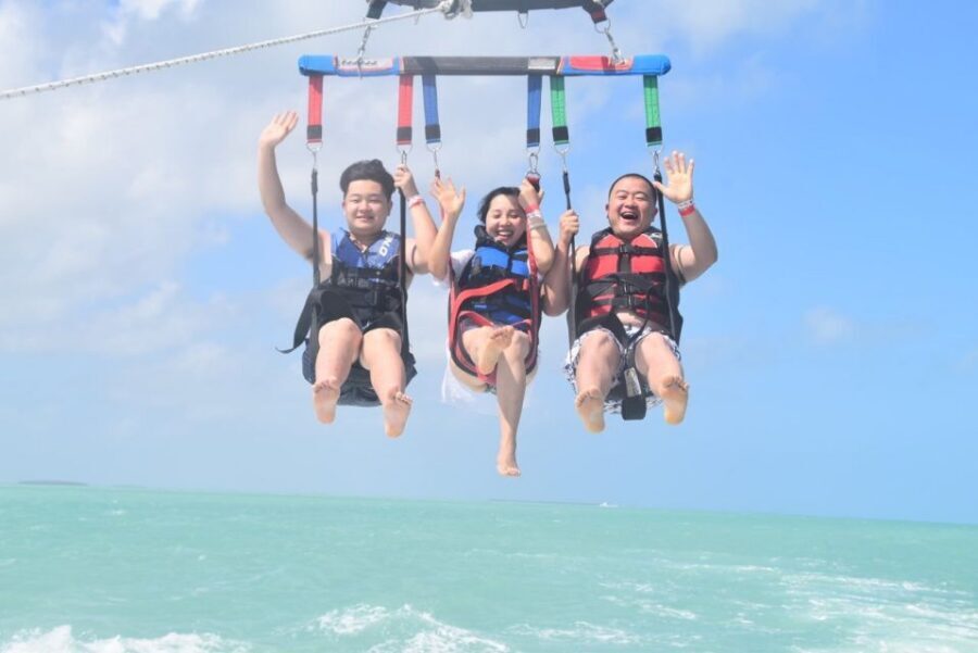 Key West Parasailing at Smathers Beach - The Harness, The Hoist, and The Red-White-Blue Parasail